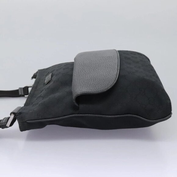 GUCCI GG Canvas Shoulder Bag Black Silver 256100 Auth ep8911 - Picture 6 of 14